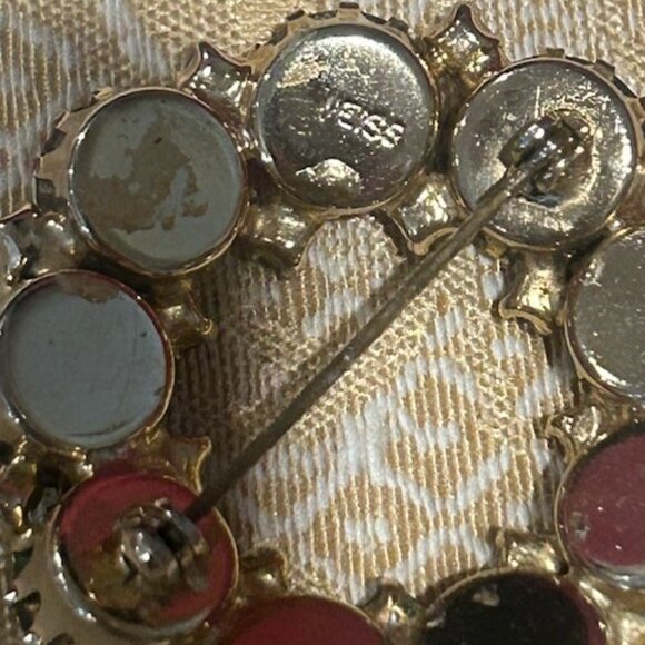 ALBERT WEISS Pastel Rhinestone Crystal Circle Brooch - Picture 9 of 9